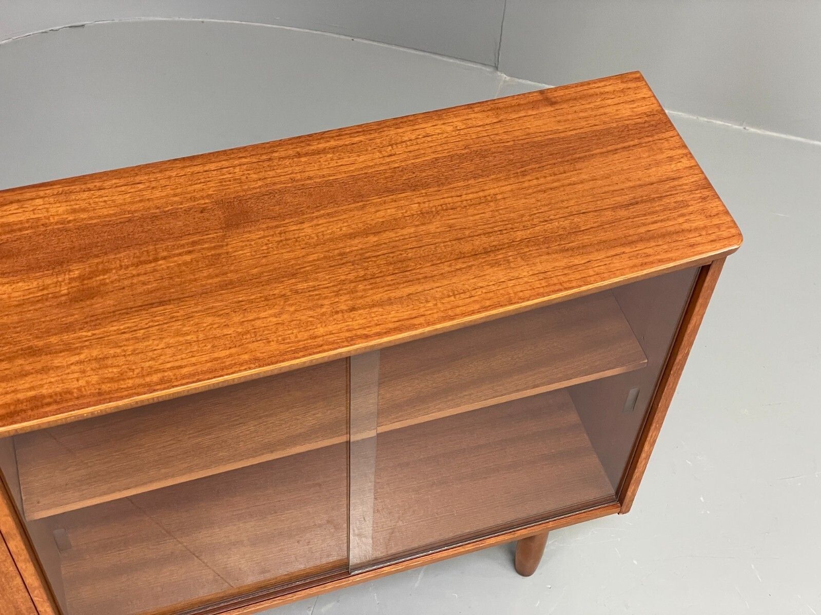 Vintage 1960s Glazed Bookcase Cabinet Teak Shelving Cupboard Eb11808 Mwoo photo vintage
