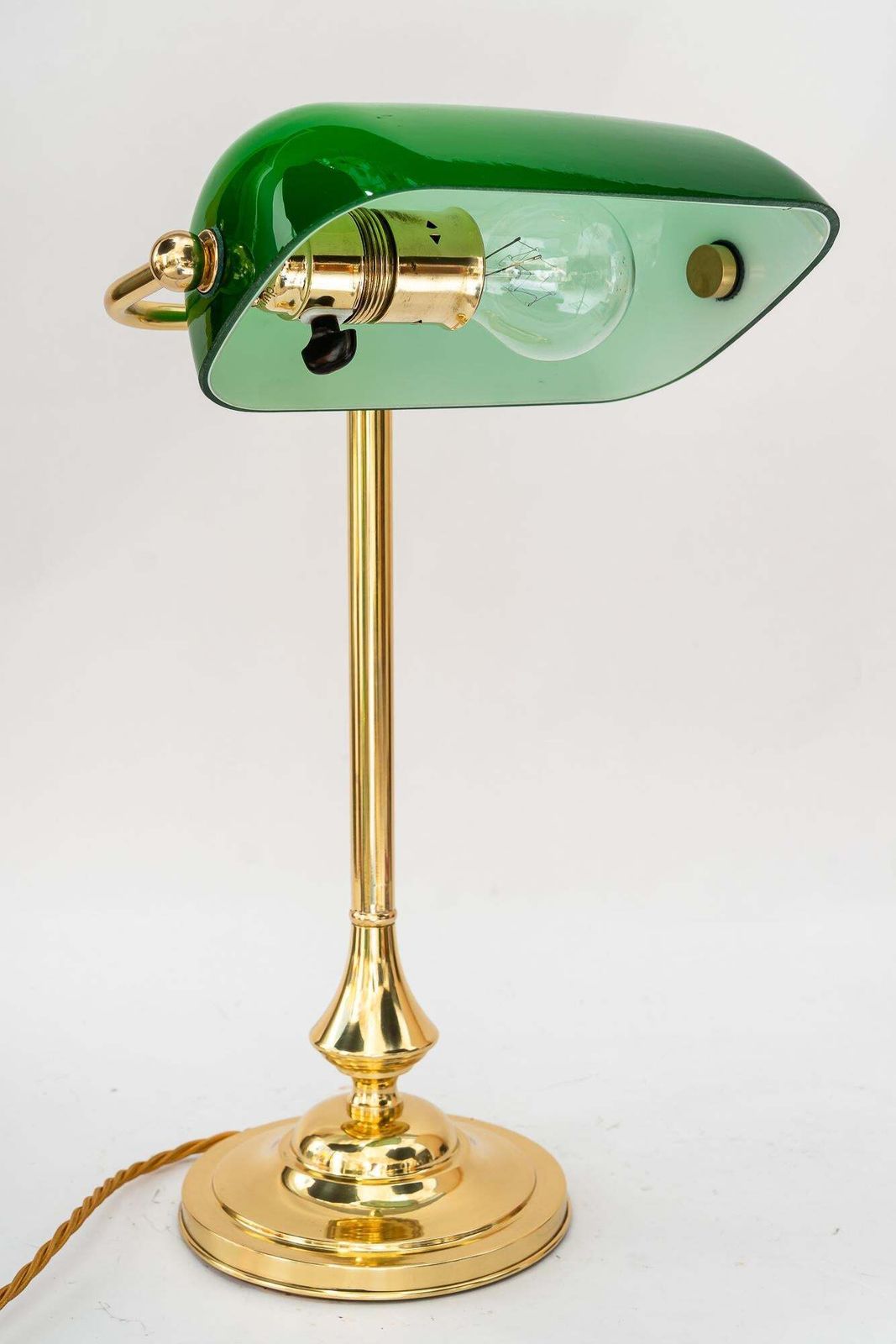 Lighting Banker Table Lamp With Glass Shade Vienna Around 1920s photo