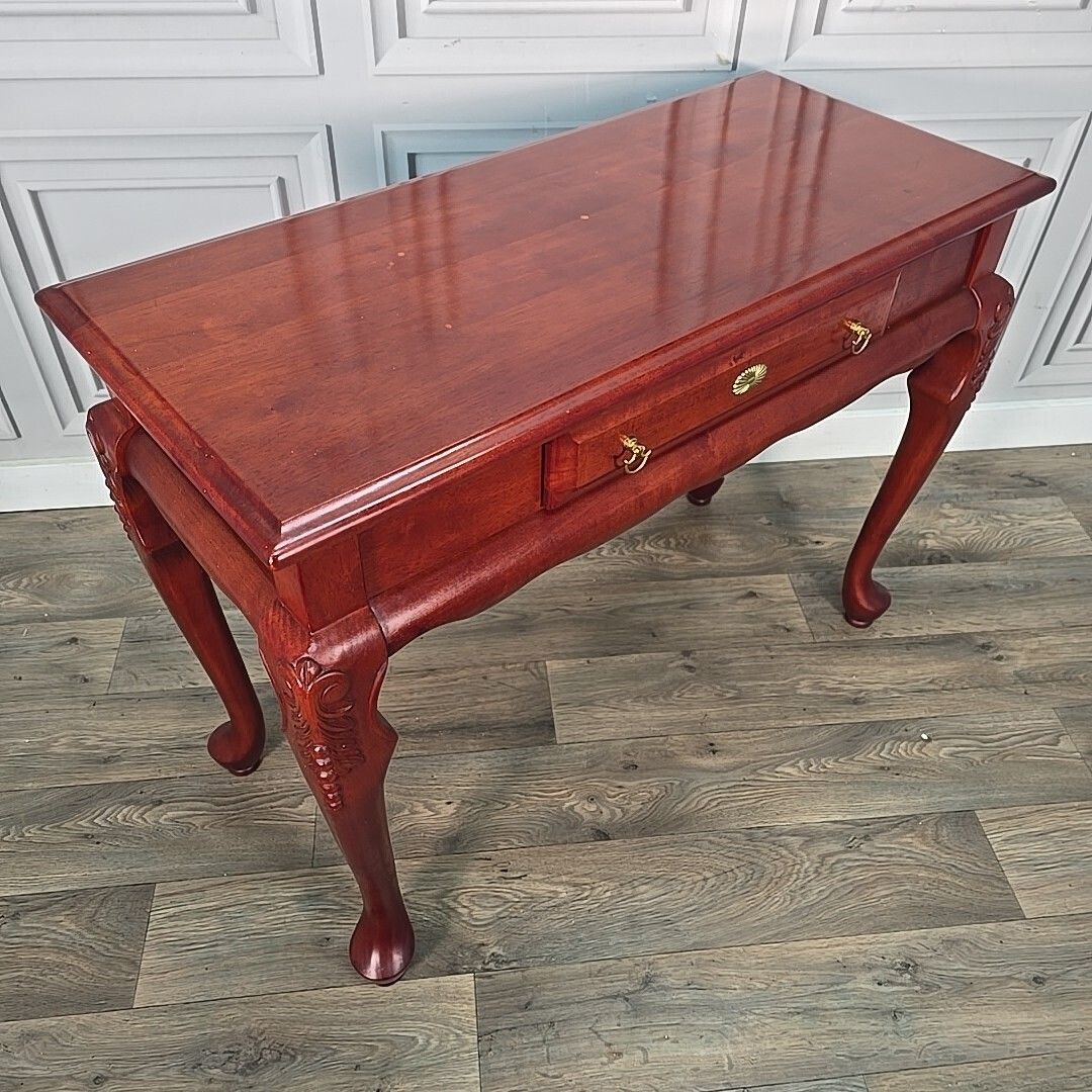 Antique Console Table Queen Anne Style Mahogany With Drawer – Hall Side Entrance photo for sale
