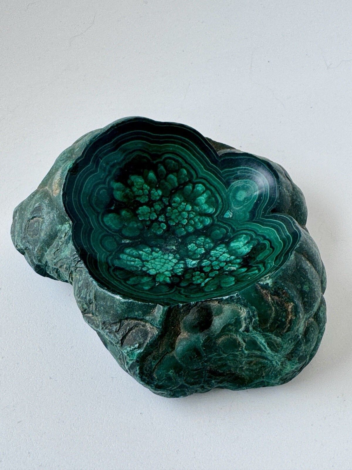 1950’s Polished Malachite Specimen Partially Polished Bowl photo for sale