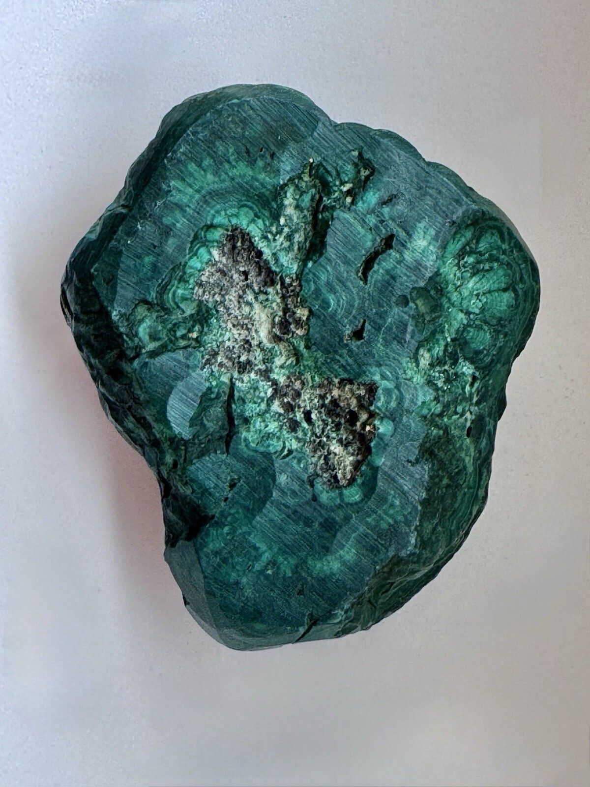 photo vintage 1950’s Polished Malachite Specimen Partially Polished Bowl