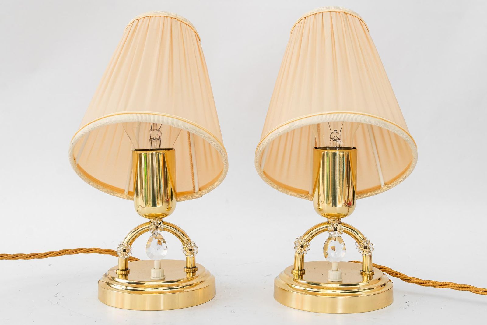 2x Rupert Nikoll Table Lamps With Fabric Shades Vienna Around 1960s photo 568.0