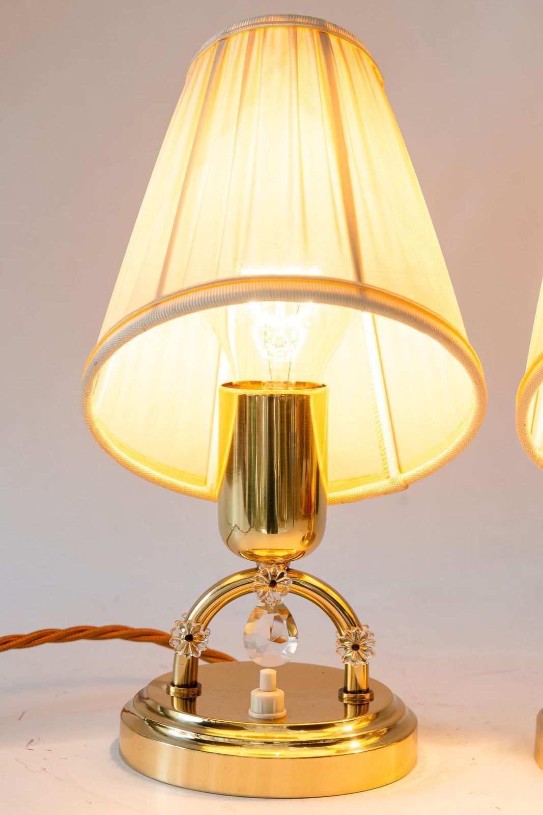 photo for sale 2x Rupert Nikoll Table Lamps With Fabric Shades Vienna Around 1960s