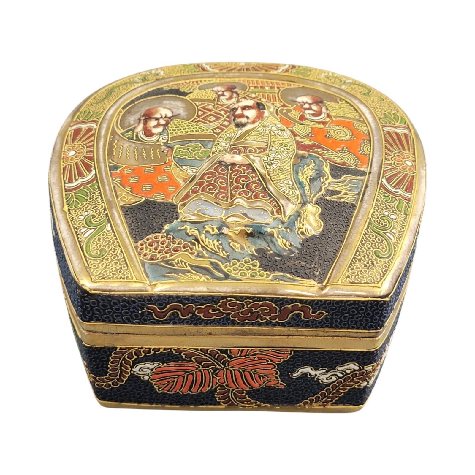 Antique Porcelain Japanese Meiji Satsuma Box By Toshōzan Signed 16 Cm photo furniture