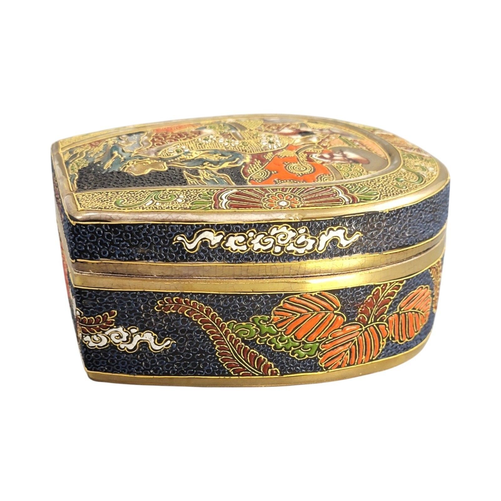 Antique Porcelain Japanese Meiji Satsuma Box By Toshōzan Signed 16 Cm photo Home Decor