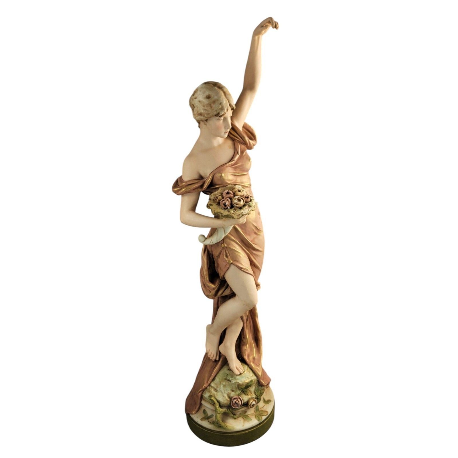 Art Nouveau Porcelain Royal Dux Bohemia Monumental Porcelain Figure Maiden 79 Cm photo vinterior