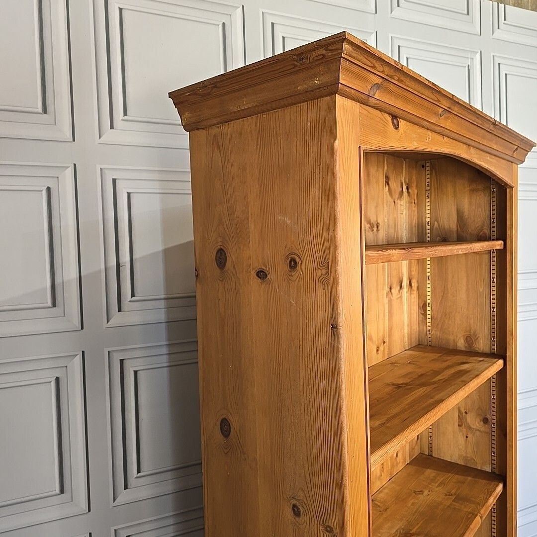 Retro Pine Wood Bookcase Vintage Large 7ft Solid Shelf Shelves Shelving Unit photo for sale