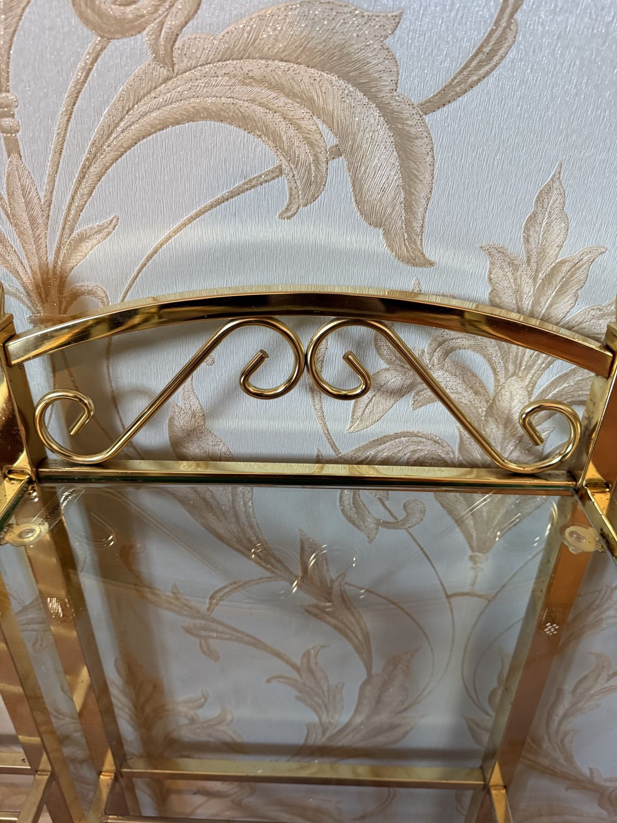 photo furniture Pair Of Vintage Seetall Regency Gold Coloured Chrome & Glass Nightstands