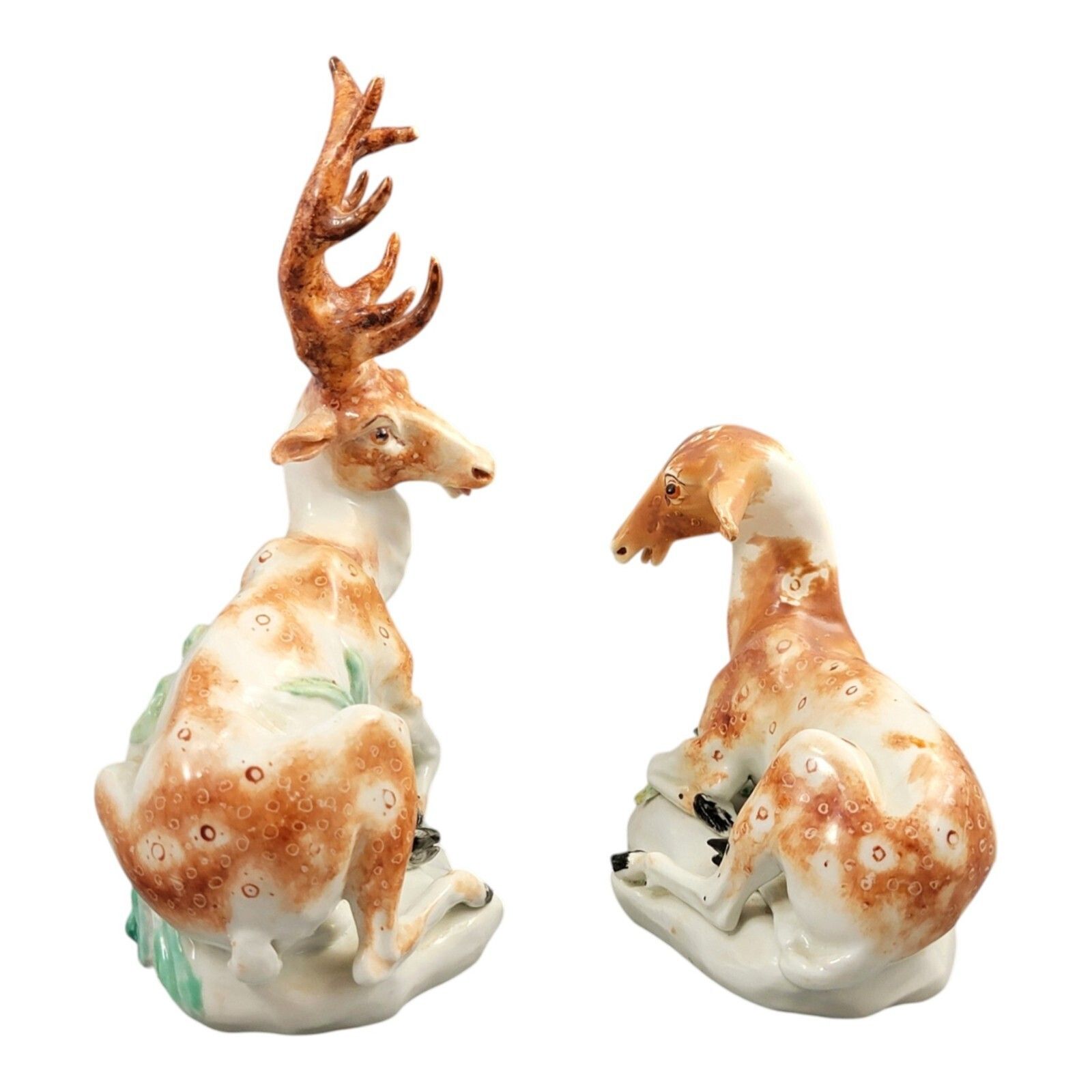 18th Century Derby Porcelain Manufactory Pair Recumbent Deer Stag Doe C.1765 photo furniture