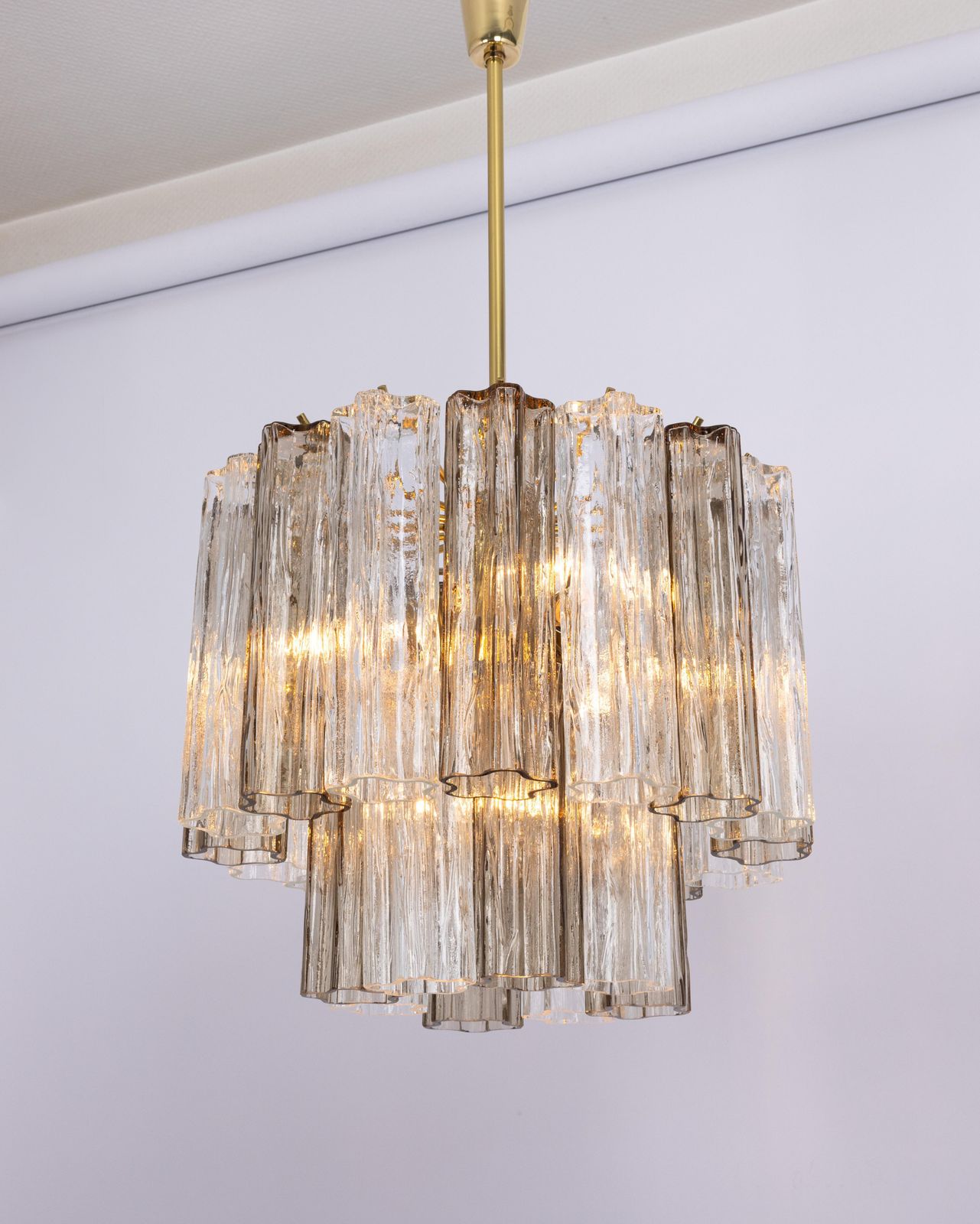 Large Tronchi Murano Glass Chandelier By Venini For Kalmar, Austria, 60s photo buy