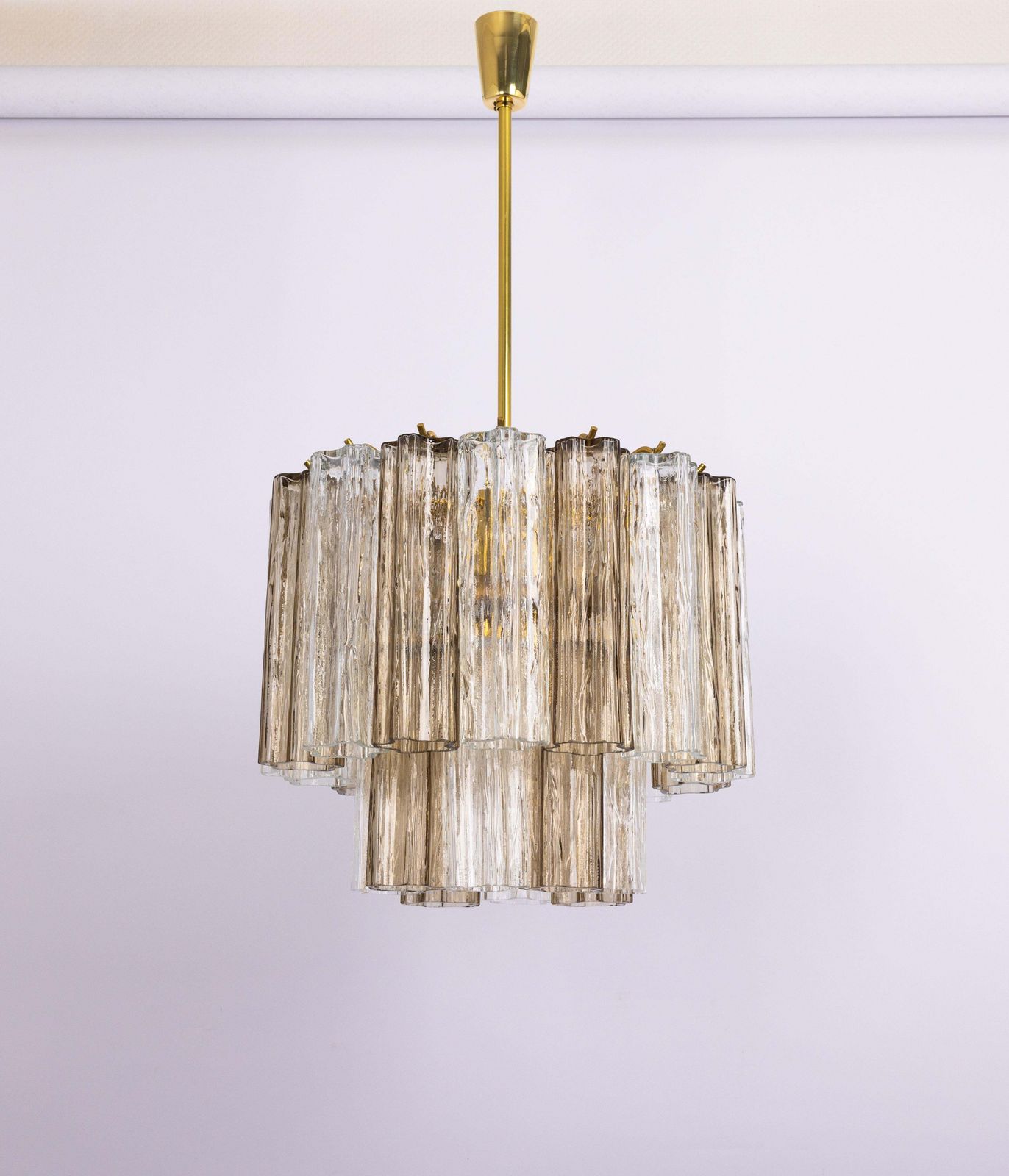 Large Tronchi Murano Glass Chandelier By Venini For Kalmar, Austria, 60s photo vintage