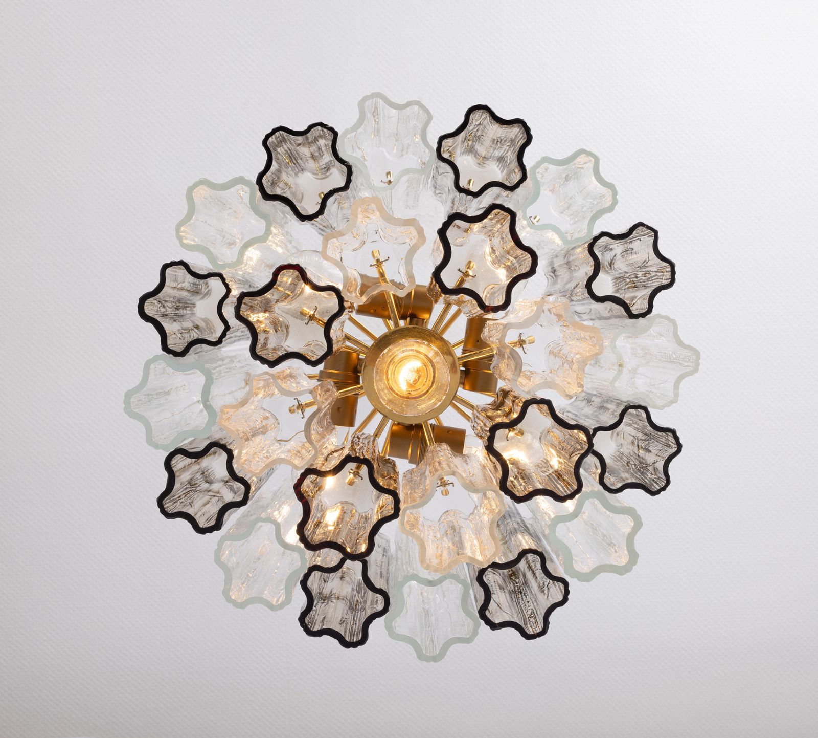 photo vintage Large Tronchi Murano Glass Chandelier By Venini For Kalmar, Austria, 60s