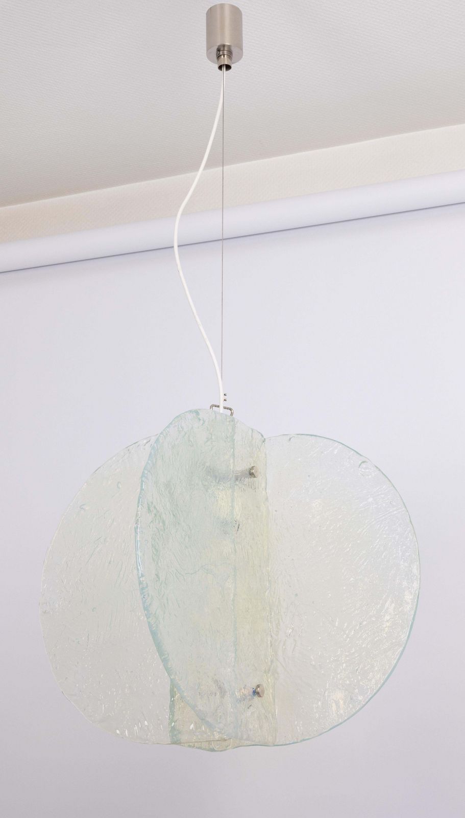 Stunning Clear Blue Murano Pendant Light Design Carlo Nason By Mazzega, 1970s photo vintage