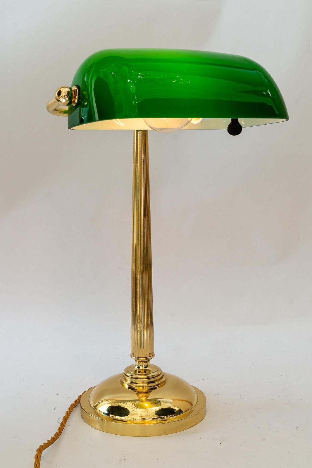 Art Deco Banker Lamp With Green Glass Shade Vienna Around 1920s photo vintage