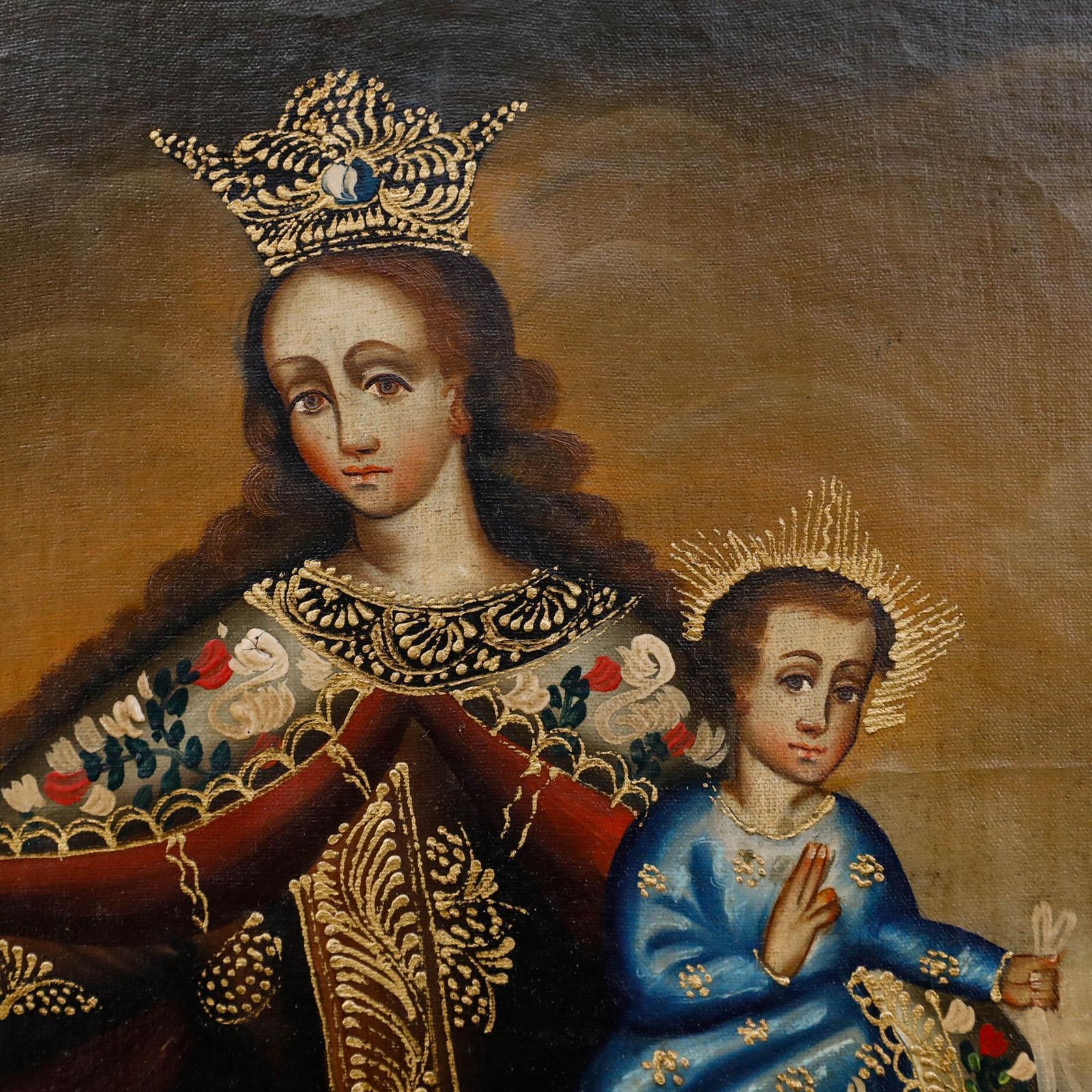 Cuzco School 19th Century Oil   Our Lady Of Mount Carmel photo Art