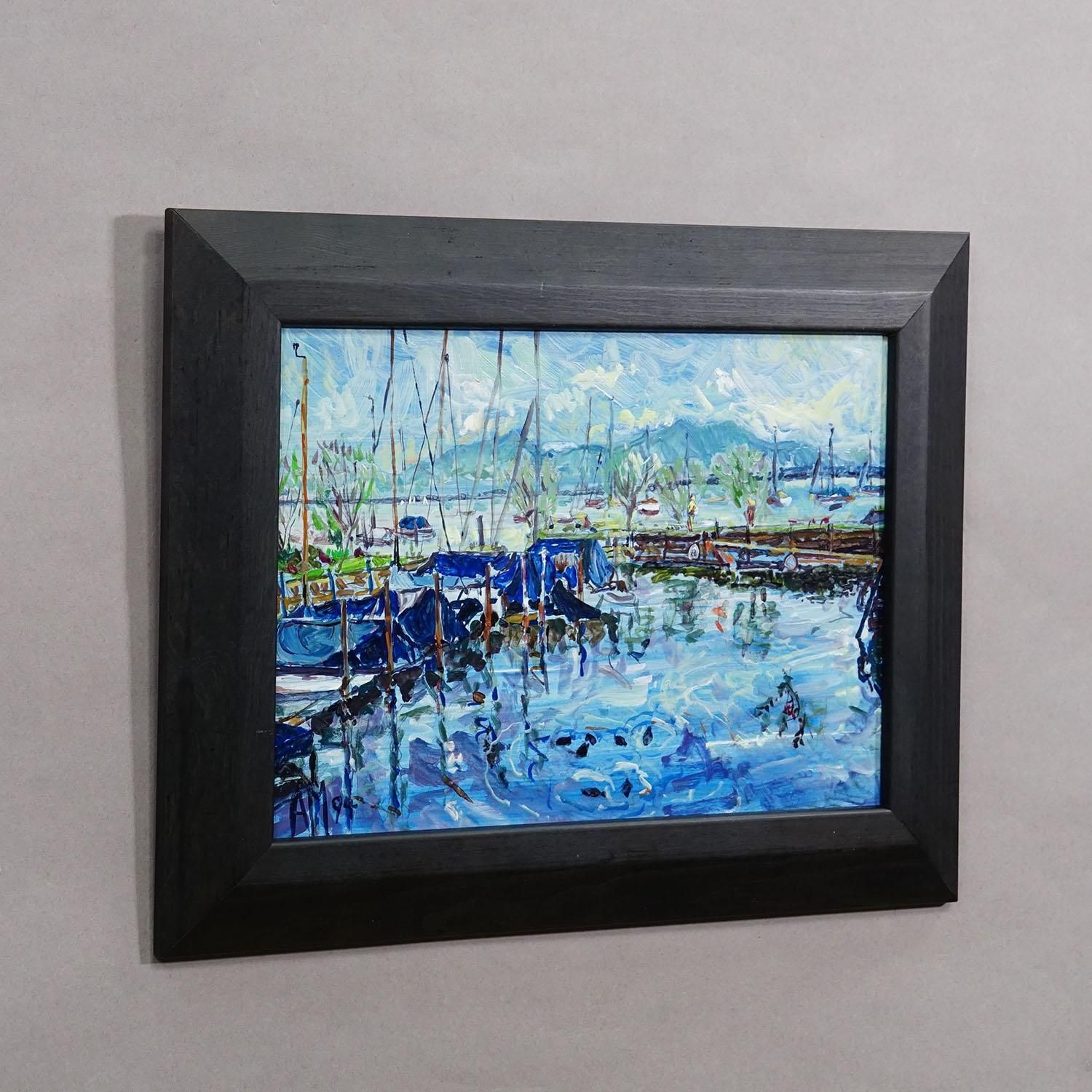 Oil Painting By Alexander Michael  Boat Harbor Fraueninsel 1994 photo Art