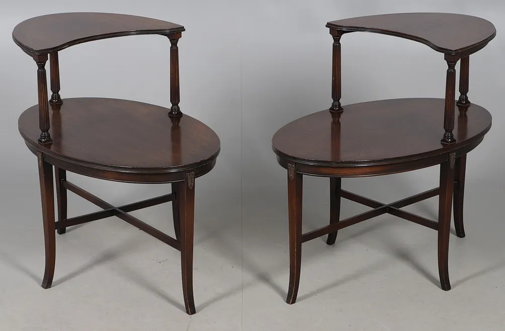 Rare Antique Matching Pair Tiered Tables Ferguson Brothers Hoboken