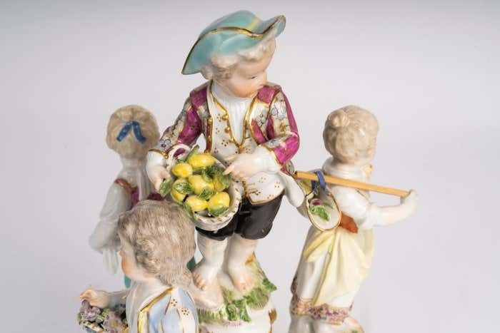 Meissen Porcelain Sculpture Depicting A Group Of Children, 18th Century. photo furniture