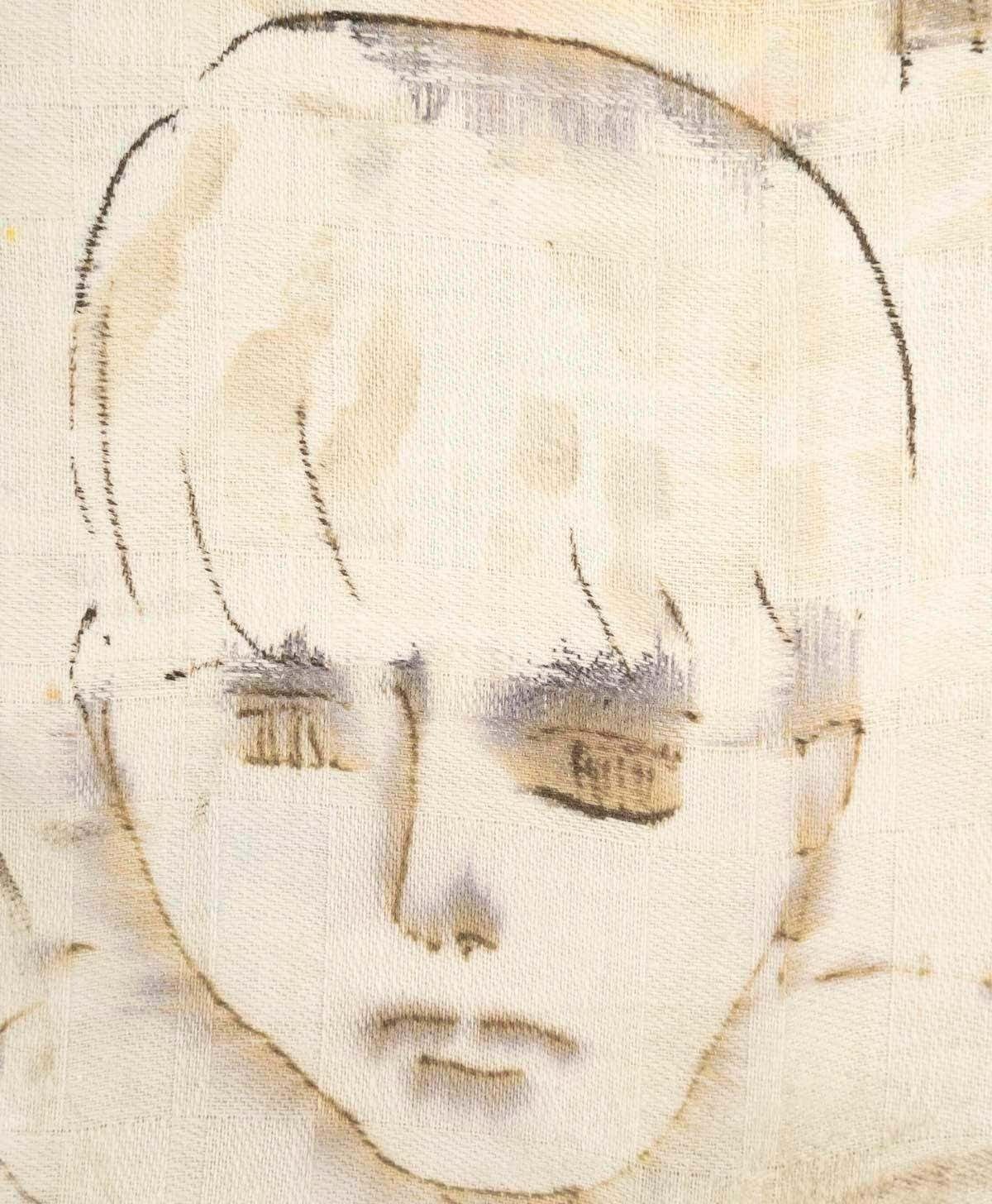 Watercolor On Canvas By Jochen Michaelis, Untitled, Child’s Head. photo 1983.0