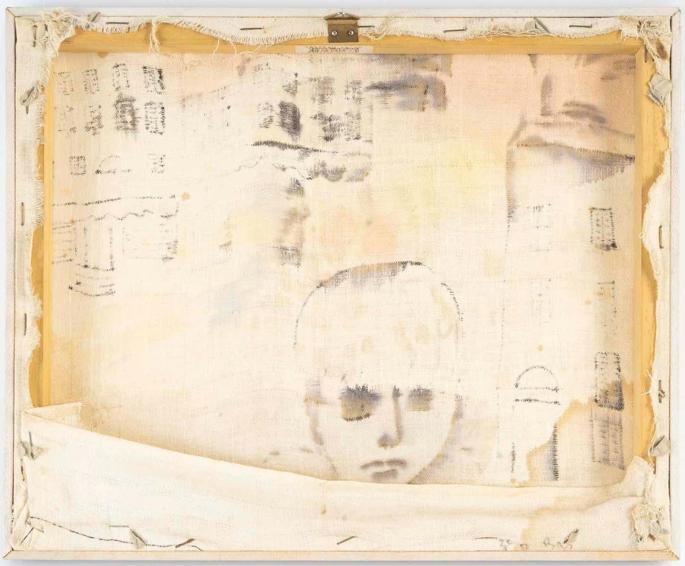 Watercolor On Canvas By Jochen Michaelis, Untitled, Child’s Head. photo vintage