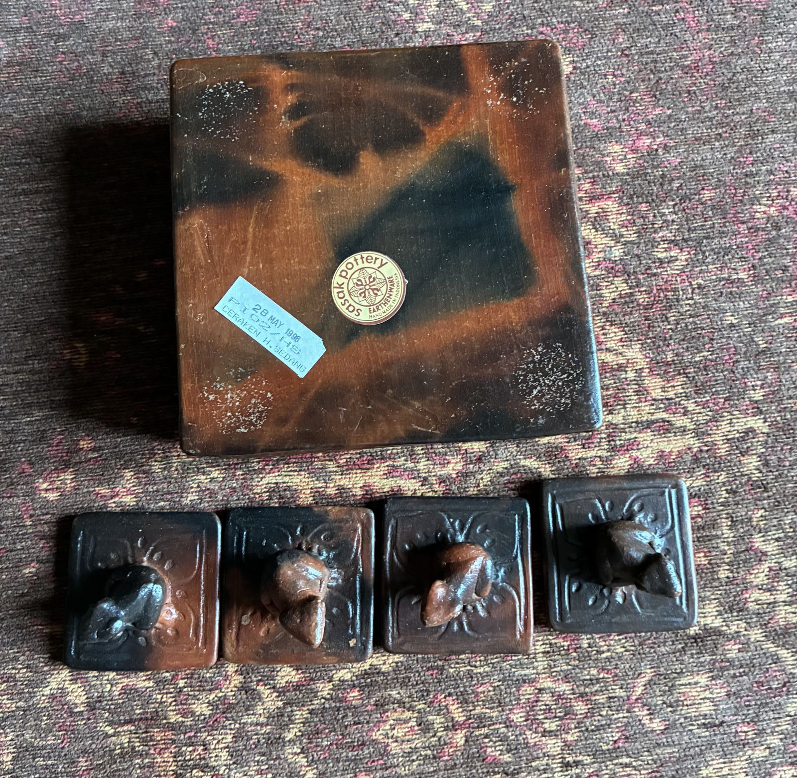 Vintage Sasak Pottery Spice Box    Lombok, Indonesia    Handcrafted Ceramic With Lidded Compartments photo vinterior