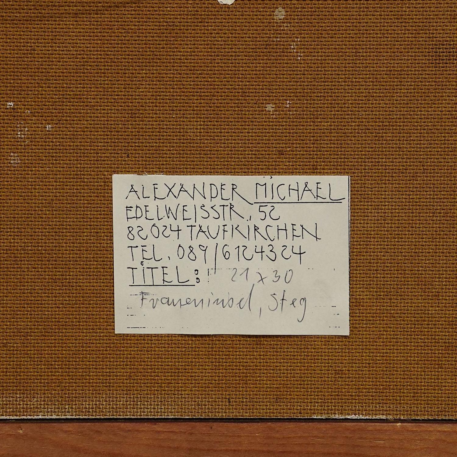 Olieverfschilderij Van Alexander Michael – Fraueninsel Jetty 1994 photo vintage