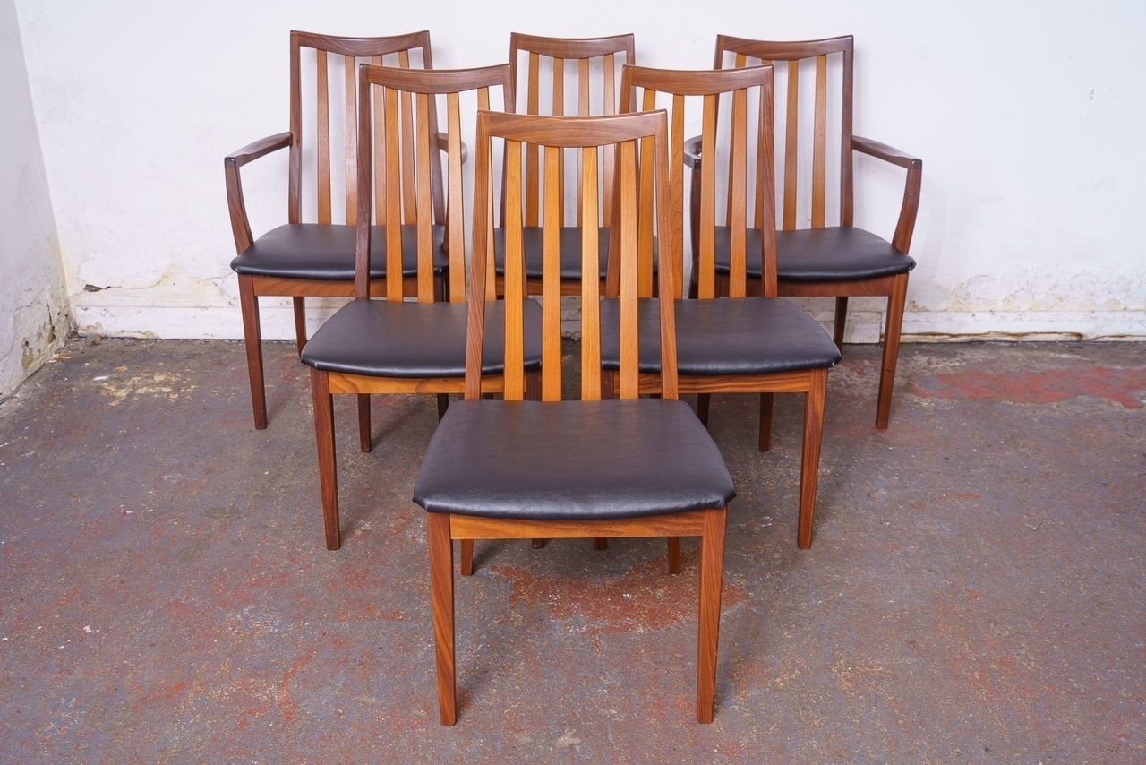photo buy 6 Newly Upholstered G Plan Mid Century Teak Dining Chairs
