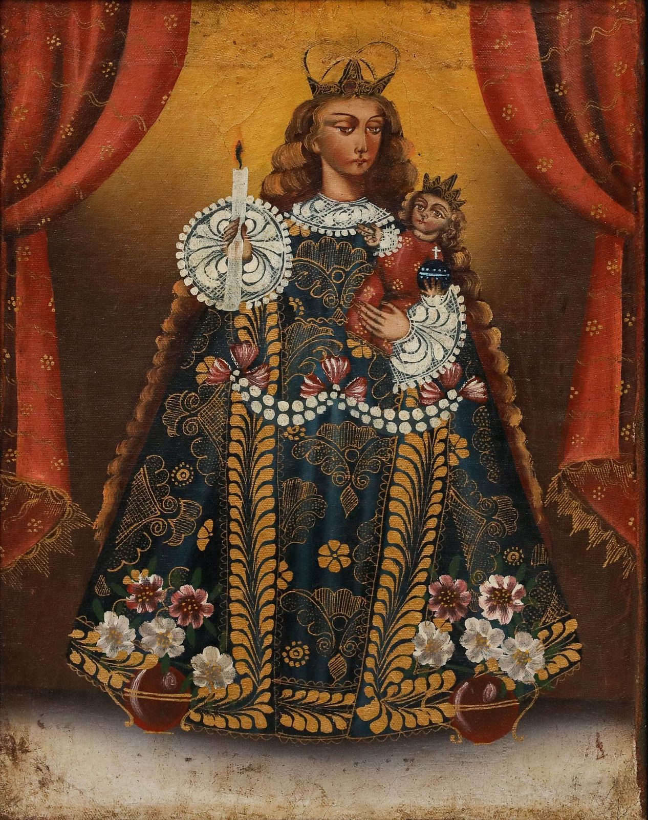 Cuzco School Early 20th Century Oil   Our Lady Of Candlemas photo furniture