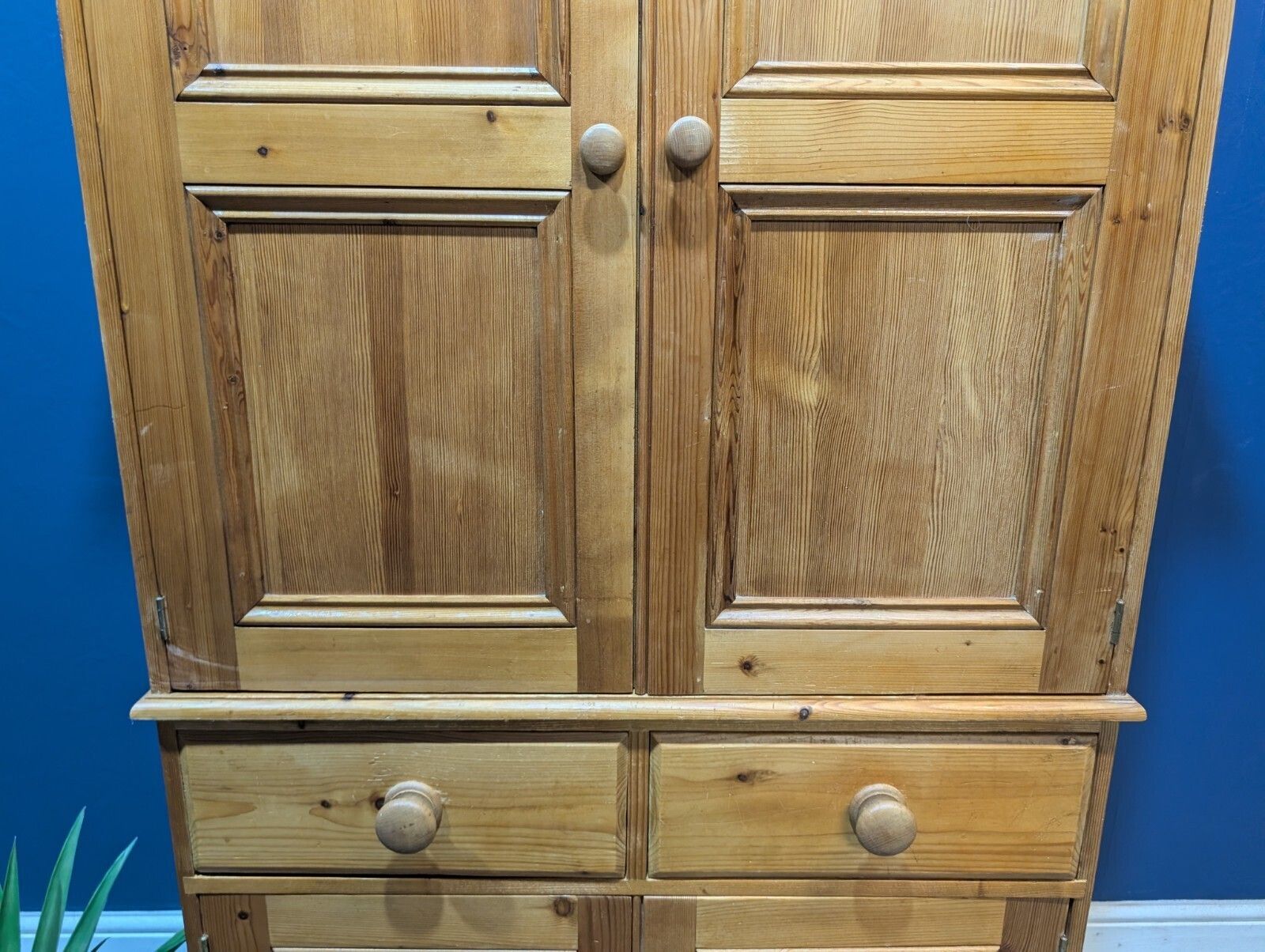 Vintage Pine Wardrobe Armoire Larder Linen Closet Bedroom Kitchen Drawers Chest. photo 245.0