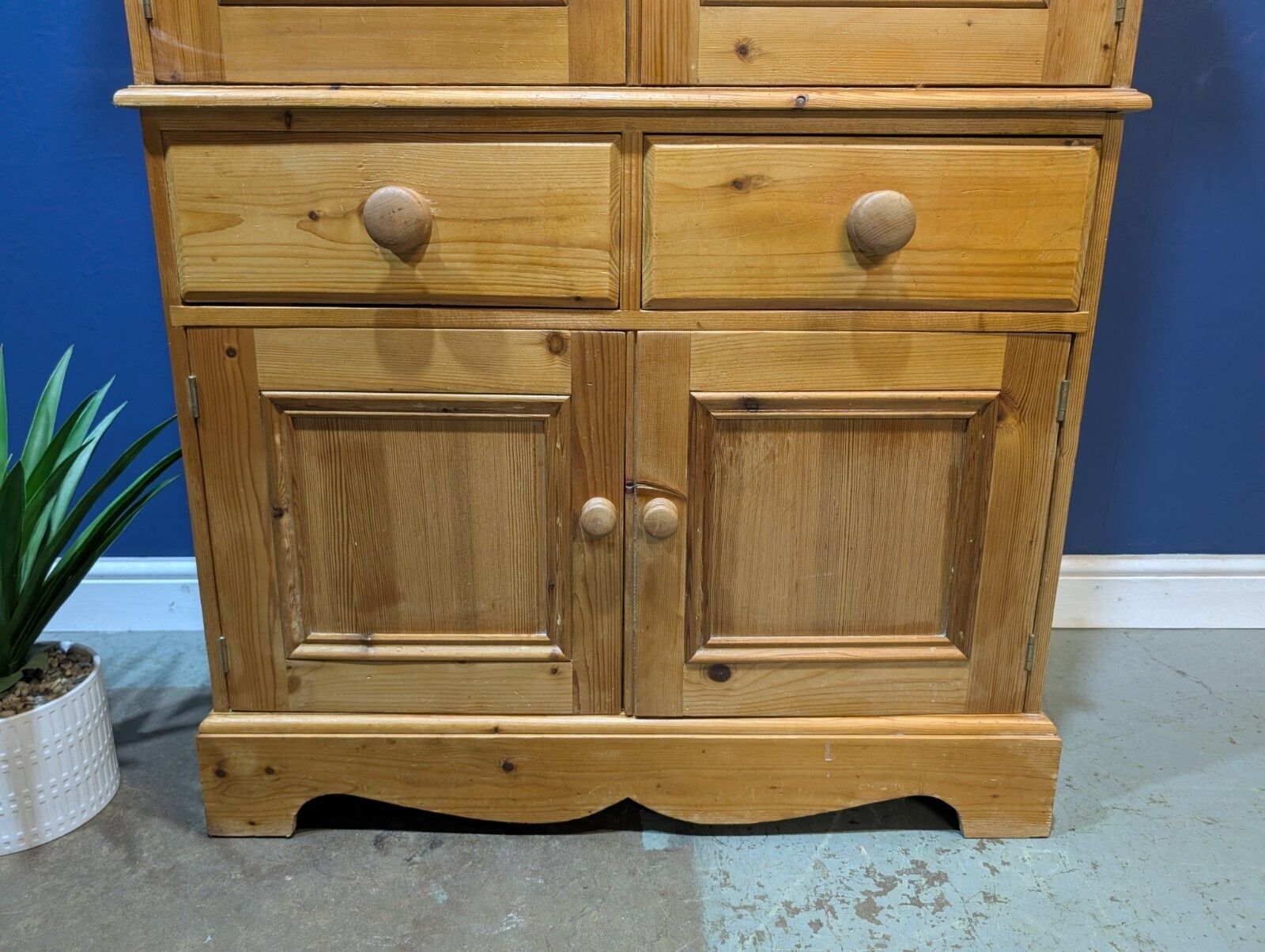Vintage Pine Wardrobe Armoire Larder Linen Closet Bedroom Kitchen Drawers Chest. photo vinterior
