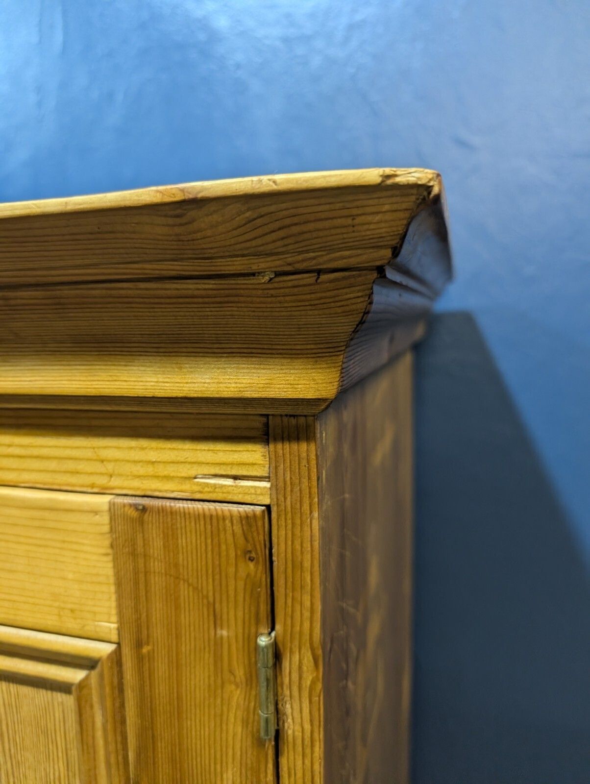 Furniture Vintage Pine Wardrobe Armoire Larder Linen Closet Bedroom Kitchen Drawers Chest. photo