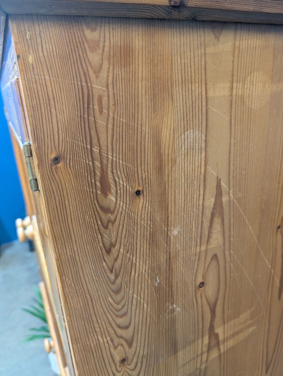 photo buy Vintage Pine Wardrobe Armoire Larder Linen Closet Bedroom Kitchen Drawers Chest.