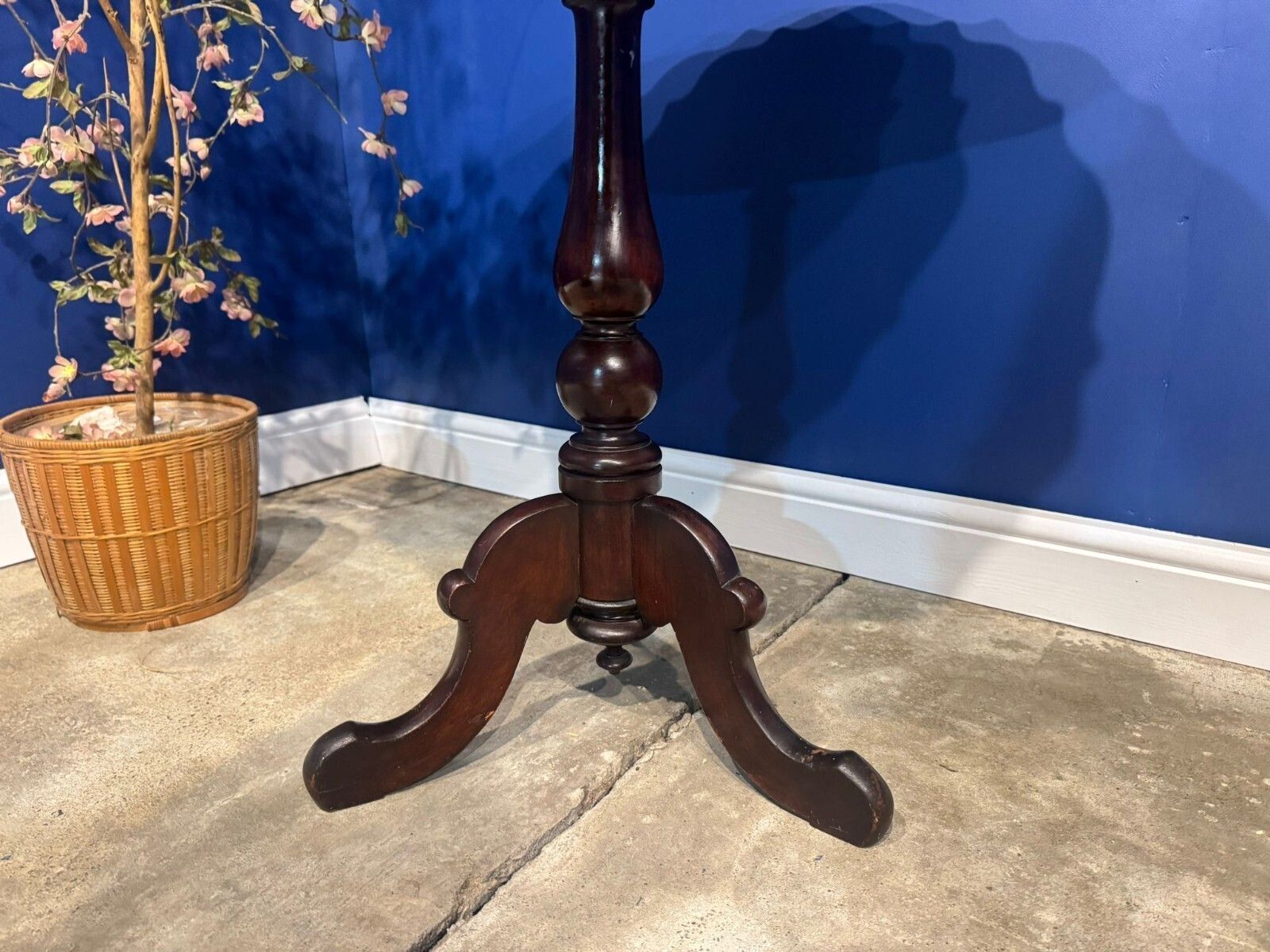 Antique Edwardian Mahogany Pedestal Side Table Cabriole Leg Hall End Vintage. photo vinterior
