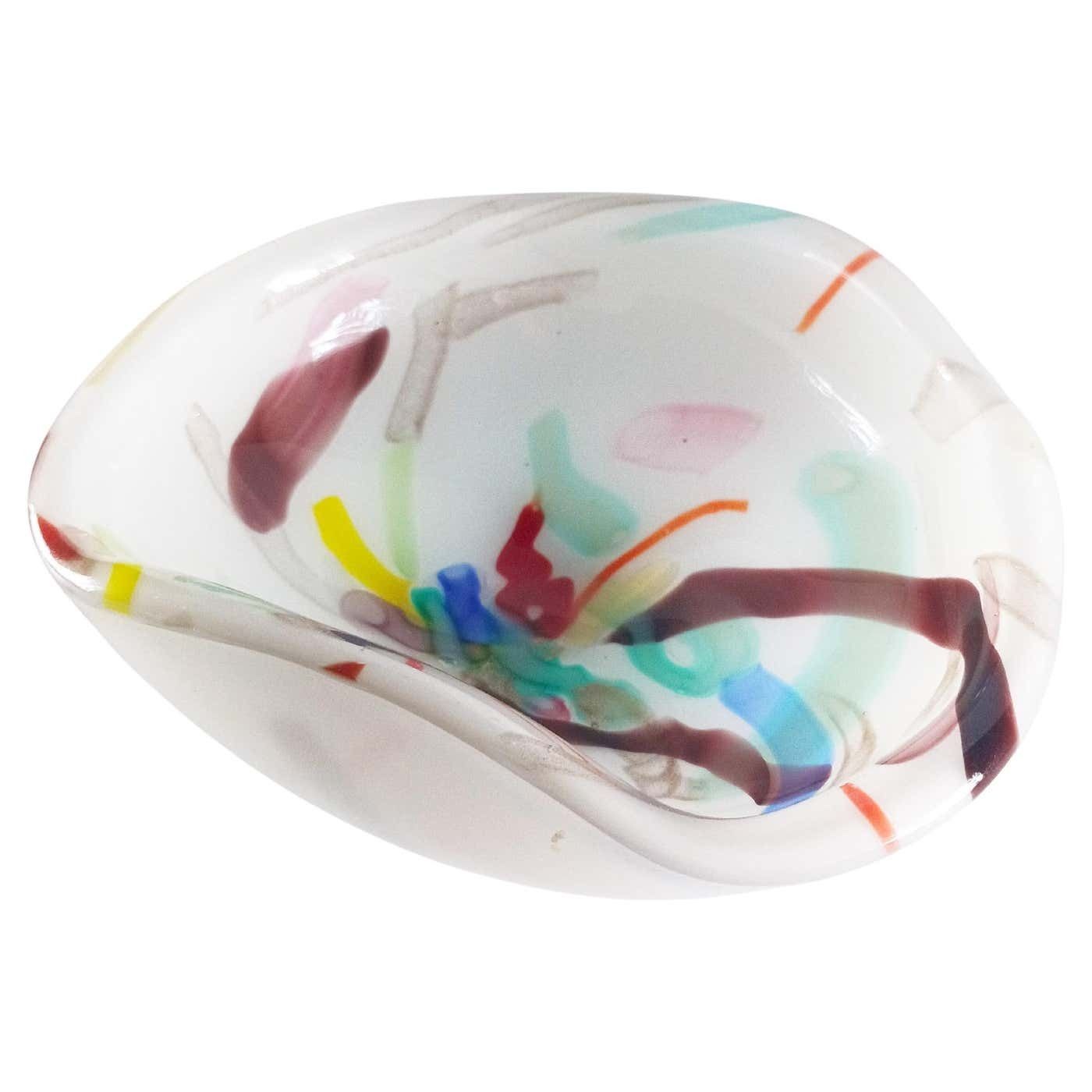 Murano Lattimo And Aventurine Glass Bowl Attributed To Fratelli Toso, 1960s photo furniture
