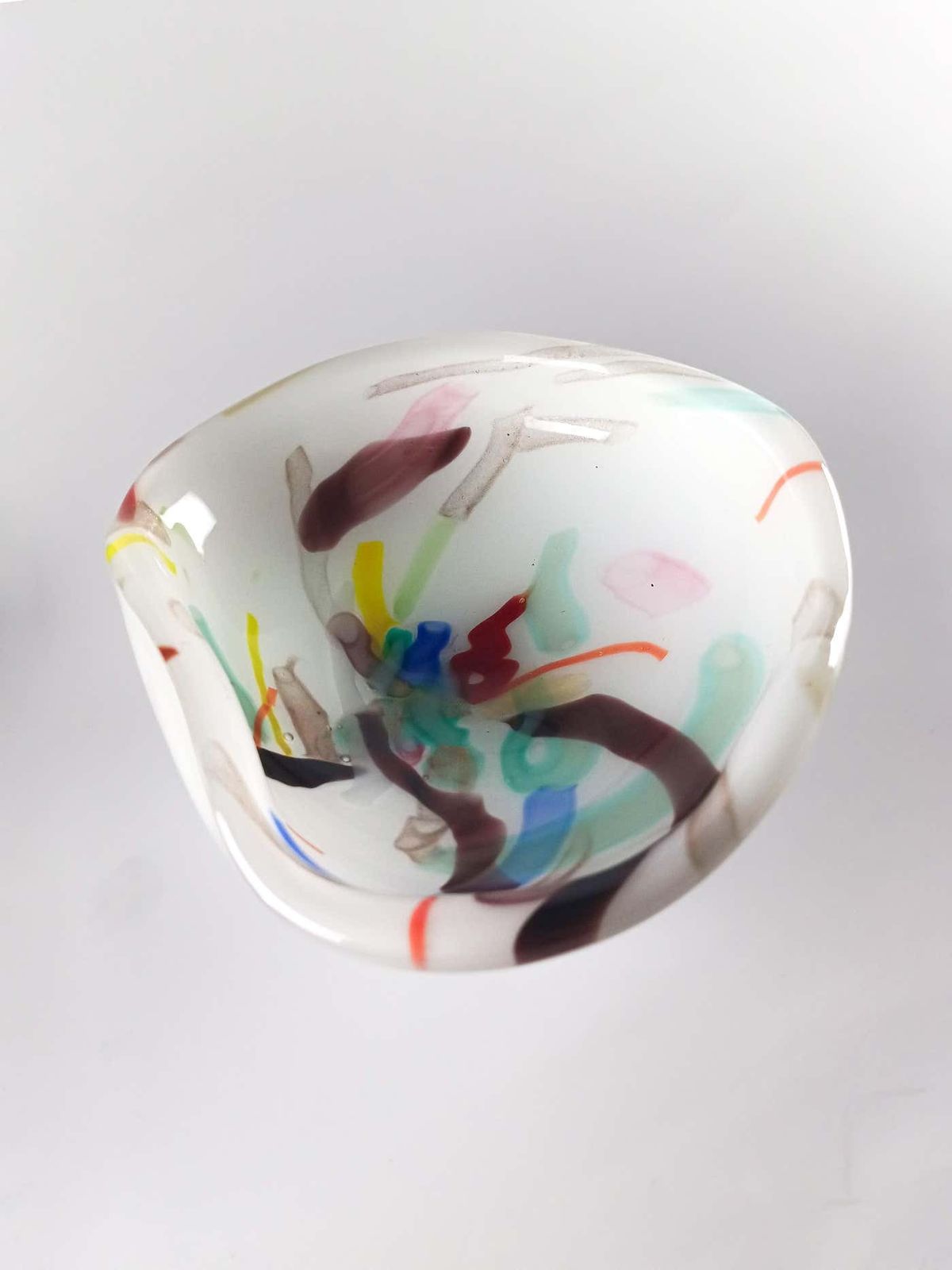 photo for sale Murano Lattimo And Aventurine Glass Bowl Attributed To Fratelli Toso, 1960s