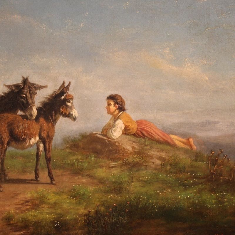 19th Century Italian Signed Bucolic Landscape Painting photo 2600.0