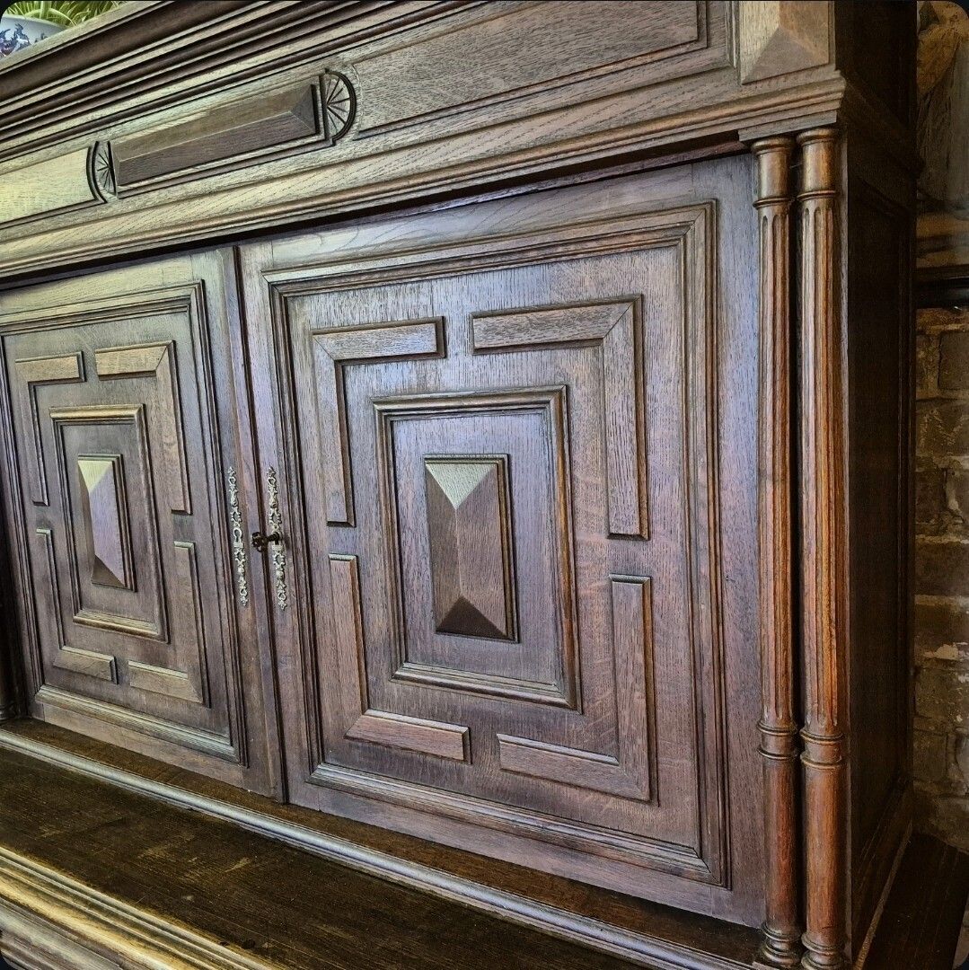 photo furniture A Handsome Provincial French Oak Circa 1880 Geometric Sideboard Larder Cupboard
