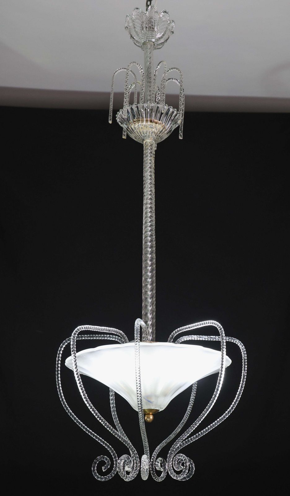 Art Decò Barovier E Toso "Fountain" Murano Glass Chandelier, 1950 photo for sale