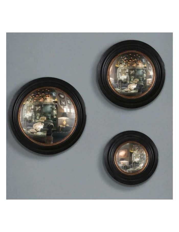 Set Of 3 Round Convex Witch Mirrors, 19th Century Flemish Style photo for sale