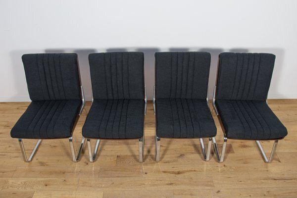 Chrome And Rosewood Chairs From Gordon Russell, United Kingdom, 1970s, Set Of 4 photo for sale