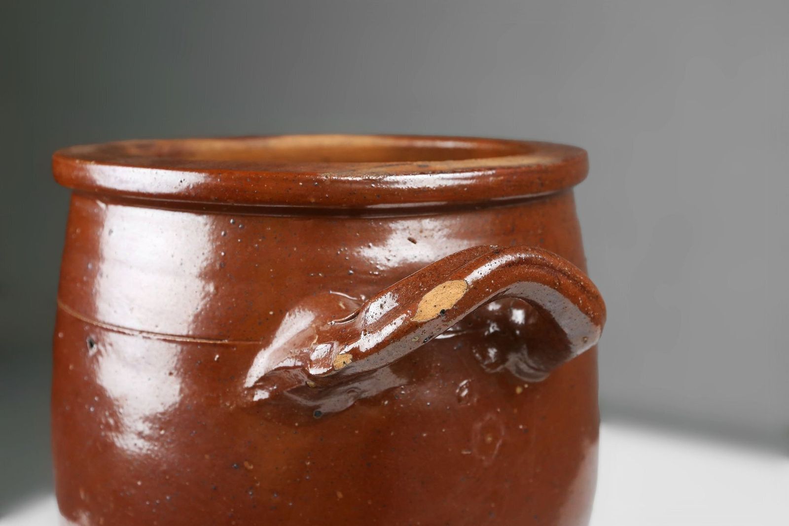 Large Glazed Brown Ceramic Pot, Belgium, 1800s photo vinterior