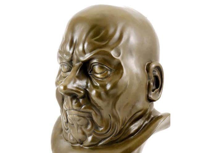 Neoclassical Bronze Character Dead Bust, Dark Patina, 18th Century Style photo for sale
