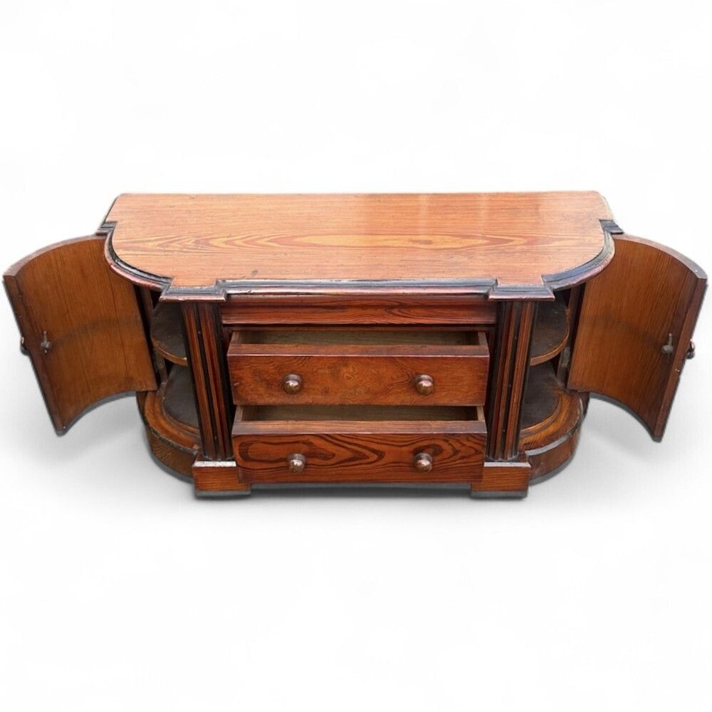 Victorian Pitch Pine Apprentice Cabinet With Ebonised Moulding photo vinterior