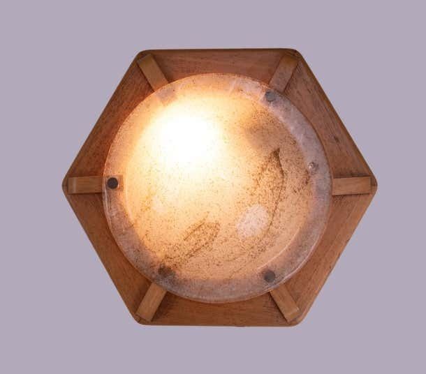 1 'Of 2' Modernist Flush Mount Aventurine Murano Glass By Kaiser, Germany 1960s photo furniture