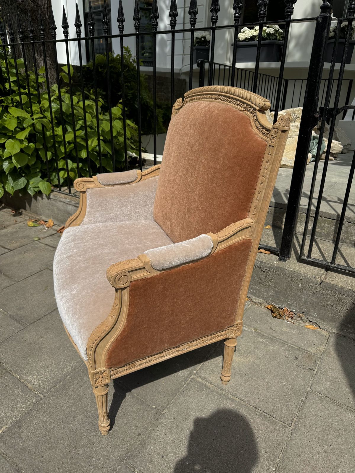 1900s French Louis XVI Mohair Upholstered Settee Bench photo for sale