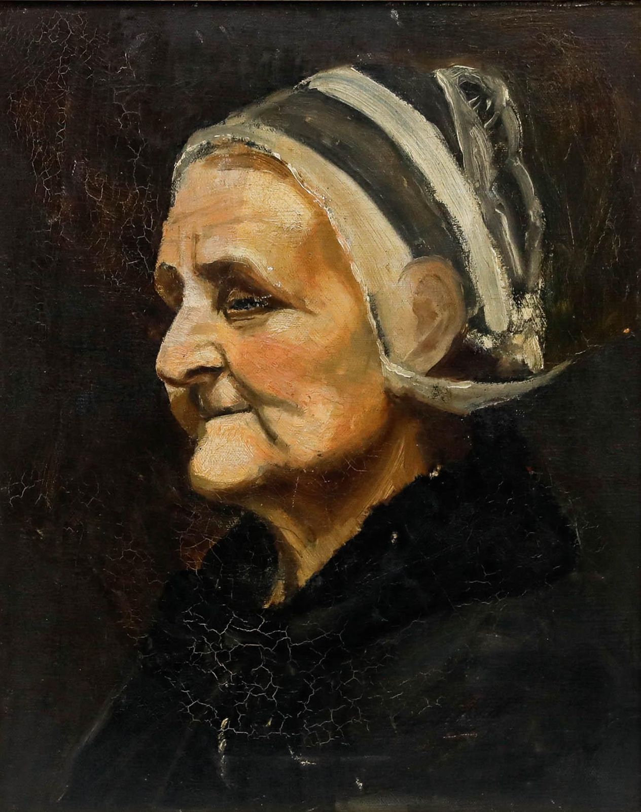 Framed Early 20th Century Oil   Portrait Of An Elderly Lady photo furniture