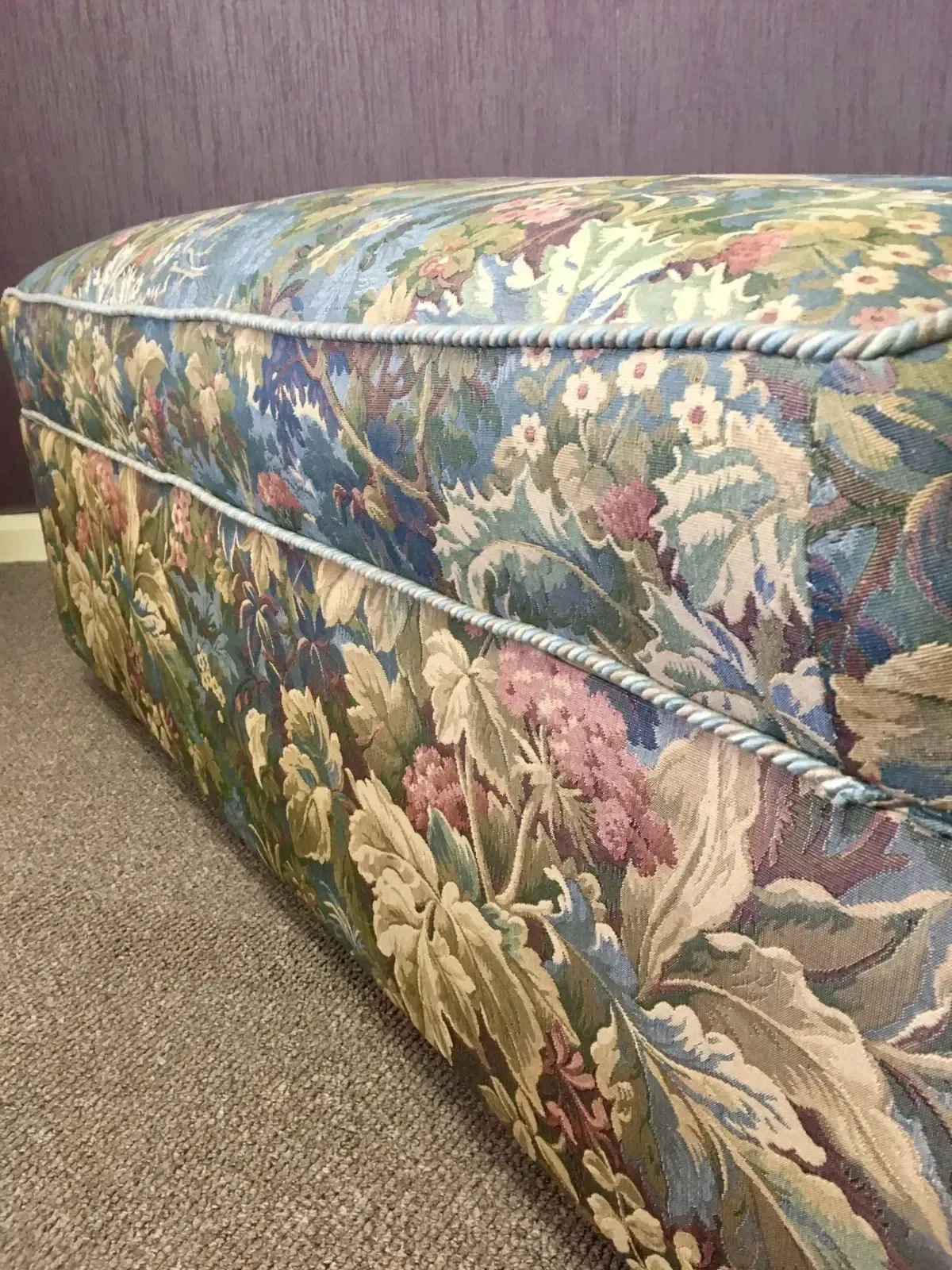 Antique Victorian Sprung Daybed Storage Chaise Ottoman In Woven Jacquard Brocade photo vintage