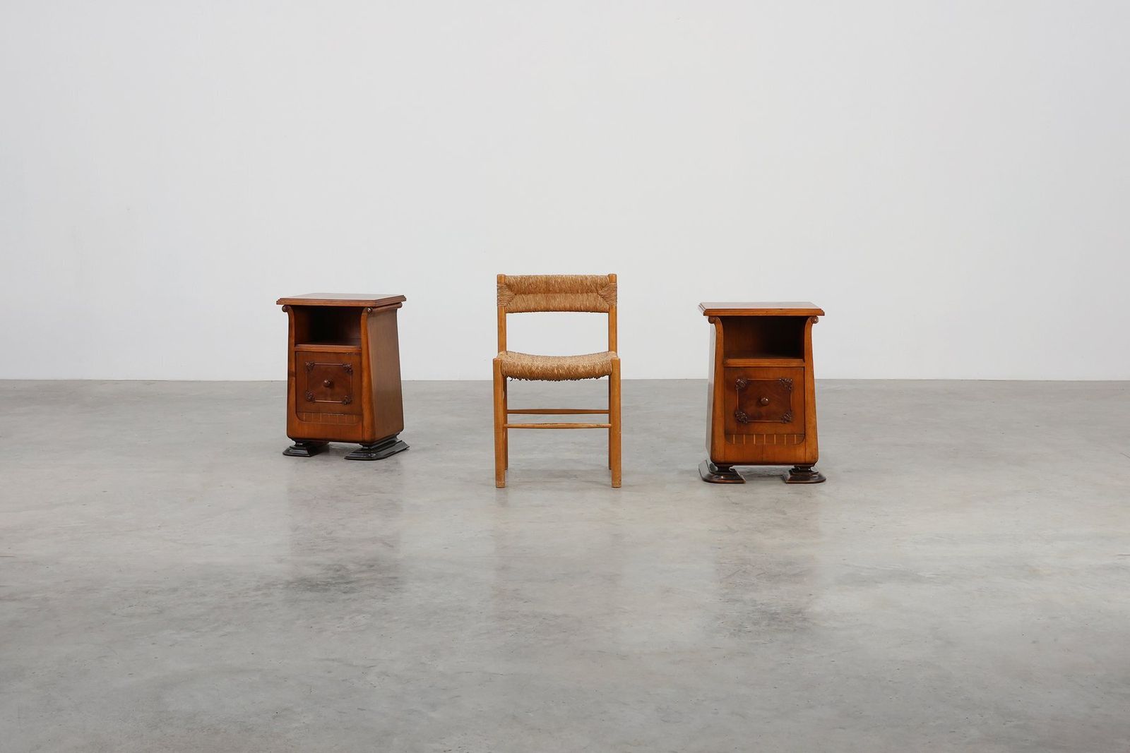 Art Deco Wooden Nightstands, Italy, 1920s, Set Of 2 photo for sale