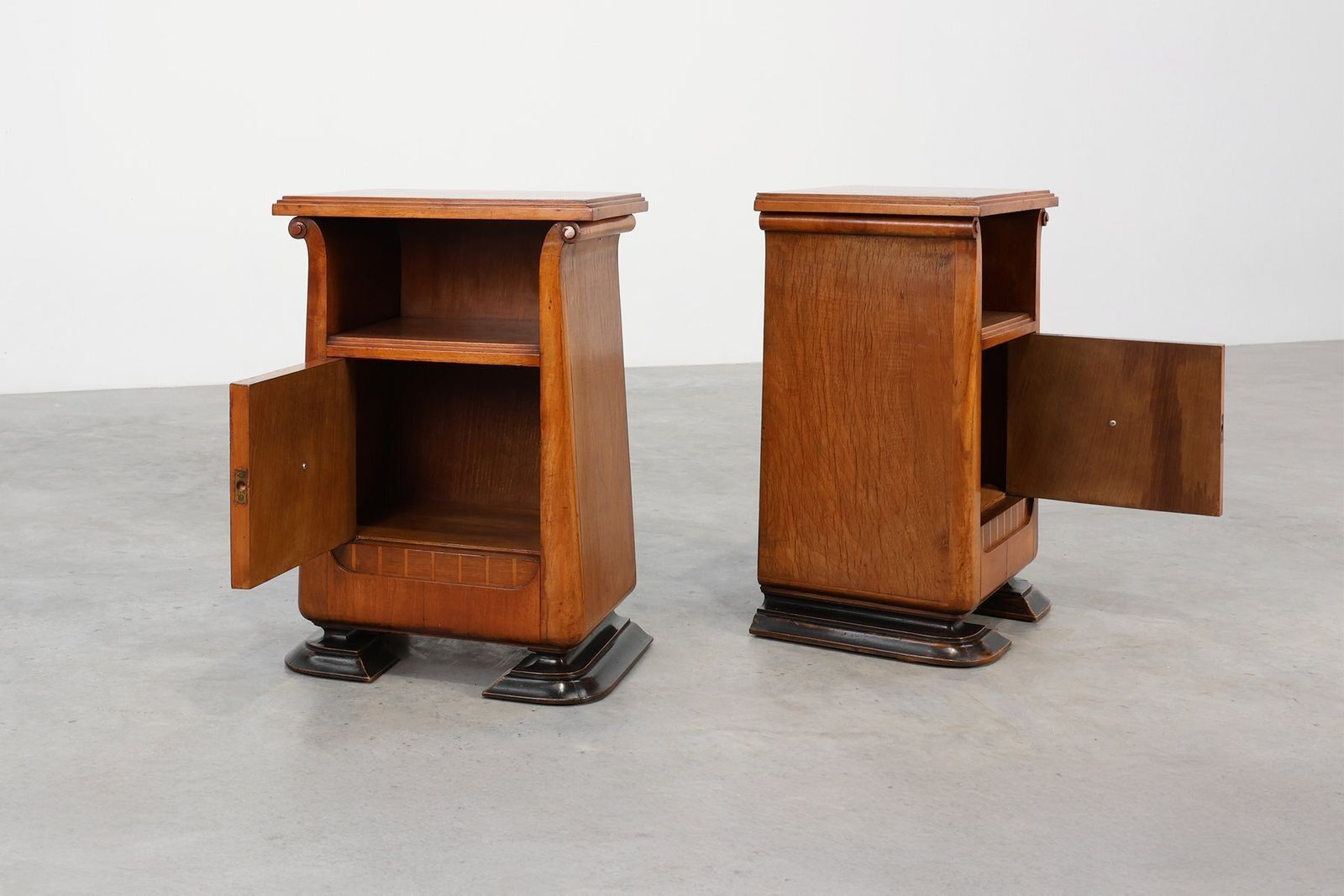 photo furniture Art Deco Wooden Nightstands, Italy, 1920s, Set Of 2