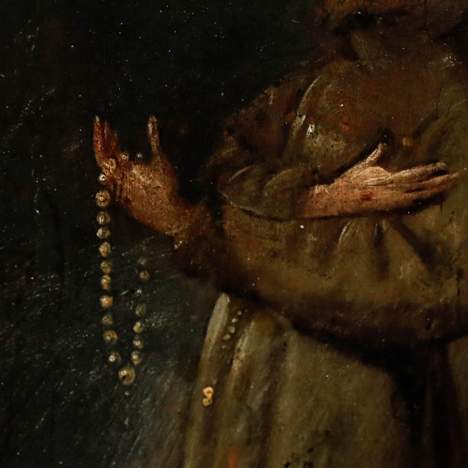 Framed 17th Century Oil   Saint Francis Of Assisi photo Art